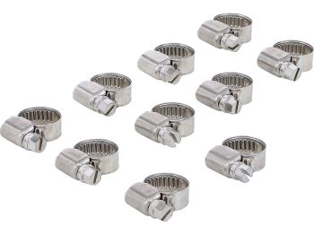 Hose clamp set stainless steel 10-16mm 10-piece