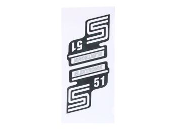 logo foil / sticker S51 Elektronik silver for Simson S51