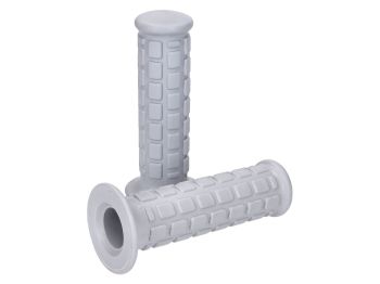 handlebar rubber grip set short, block design grey for automatic moped (22, 24mm)