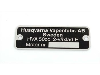 Engine 2 speed nameplate for Husqvarna