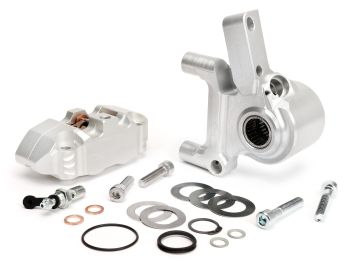 Front brake caliper incl. brake caliper mount -BGM PRO, CNC Touring, 4-piston, radial mounting - brake drum type LML- LML, Stella, Star - silver