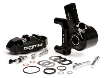 Front brake caliper incl. brake caliper mount -BGM PRO, CNC Touring, 4-piston, radial mounting - brake drum type LML- LML, Stella, Star - black