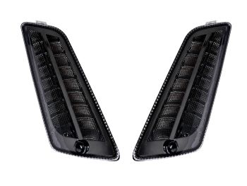 Pair of front indicators -MOTO NOSTRA 2K22 (-2014) dynamic LED sequential light, day time running light (E-mark)- Vespa GT, GTL, GTV, GTS 125-300 - smoked
